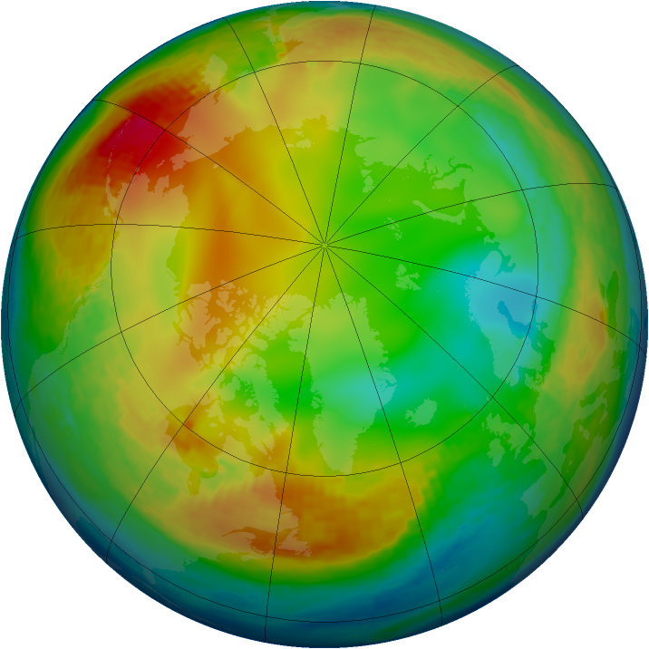 Arctic ozone map for 28 December 1993